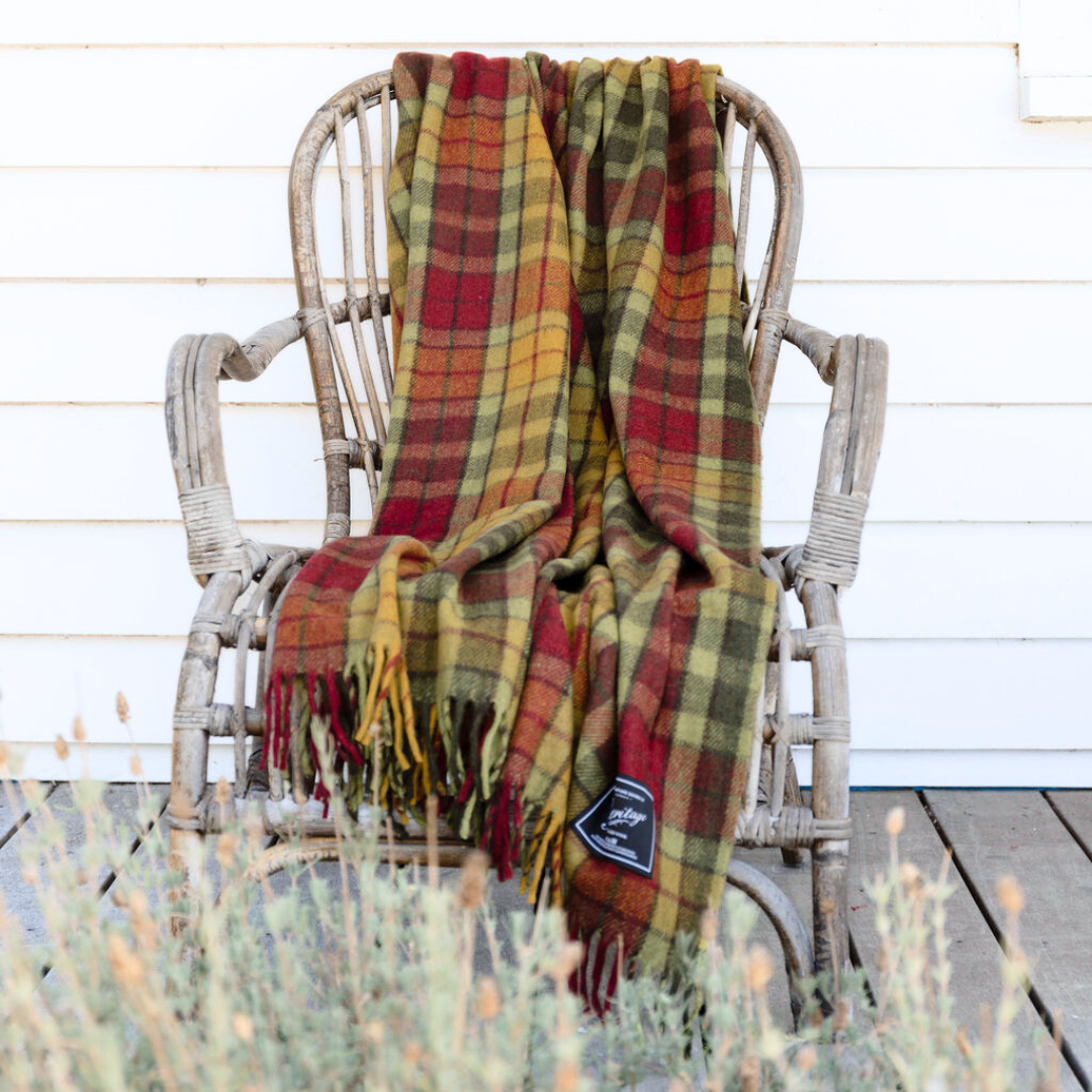 Heritage Collection | Recycled Wool Tartan Blankets | Maple Moss
