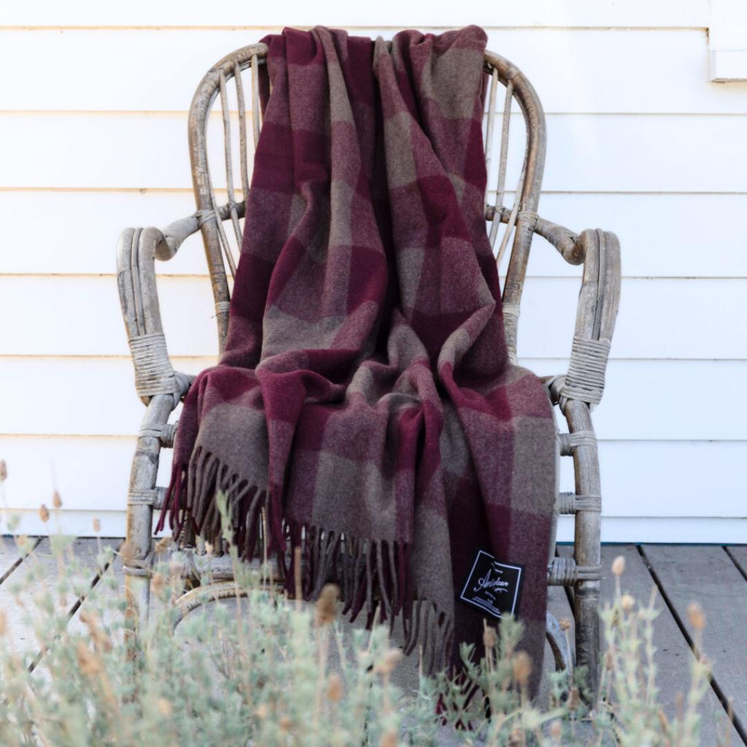 Antipodean Collection | Recycled Wool Check Blankets | Shiraz