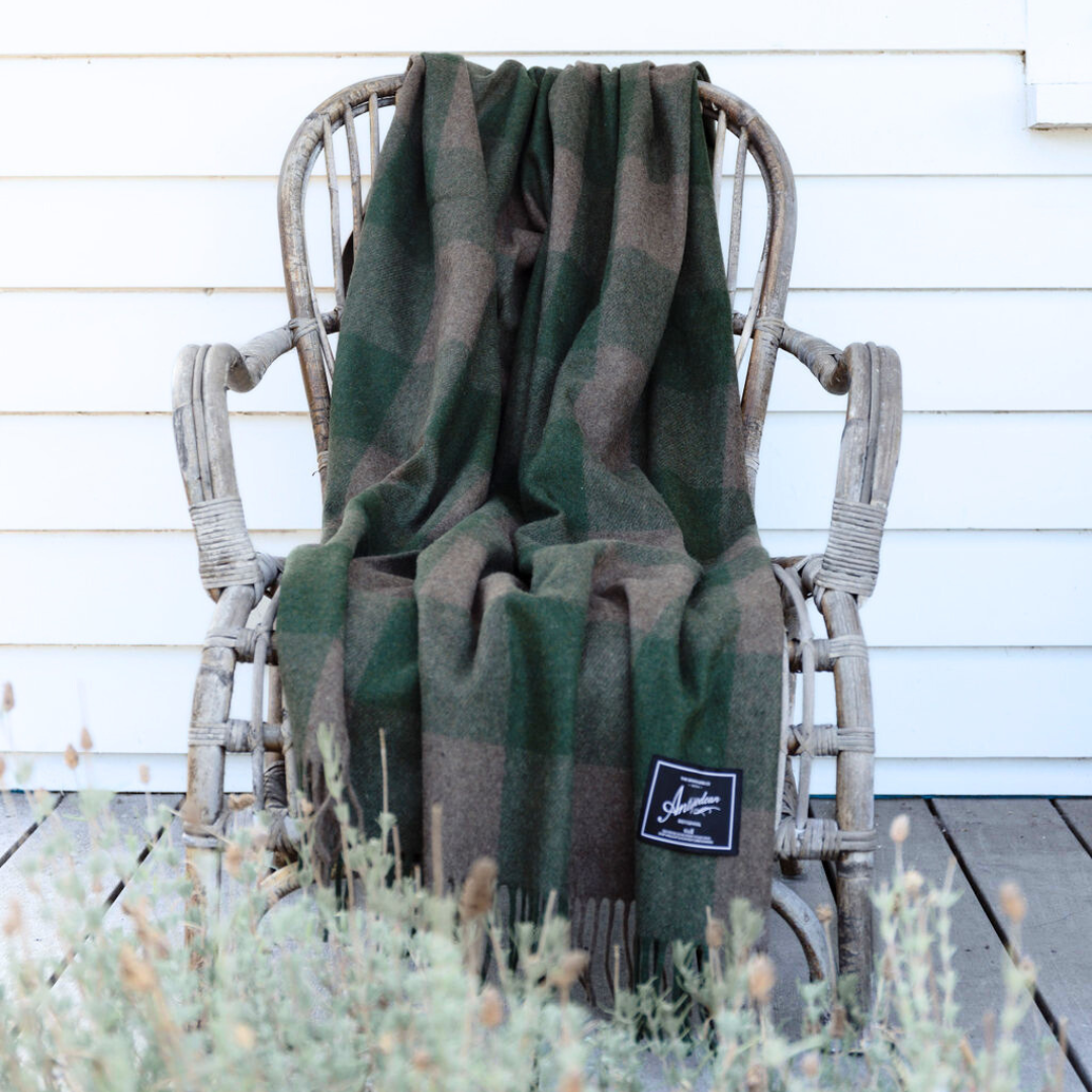 Antipodean Collection | Recycled Wool Check Blankets | Cypress