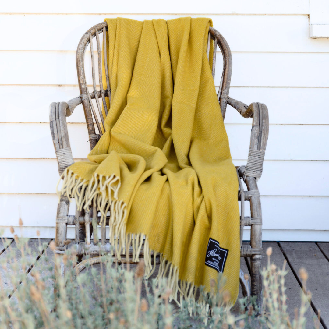 Herringbone Collection | Recycled Wool Blankets | Saffron