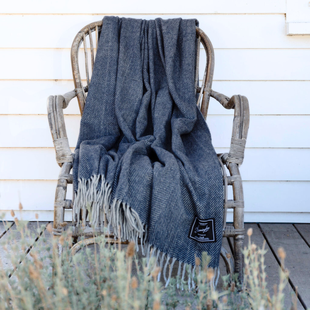 Herringbone Collection | Recycled Wool Blankets | Storm