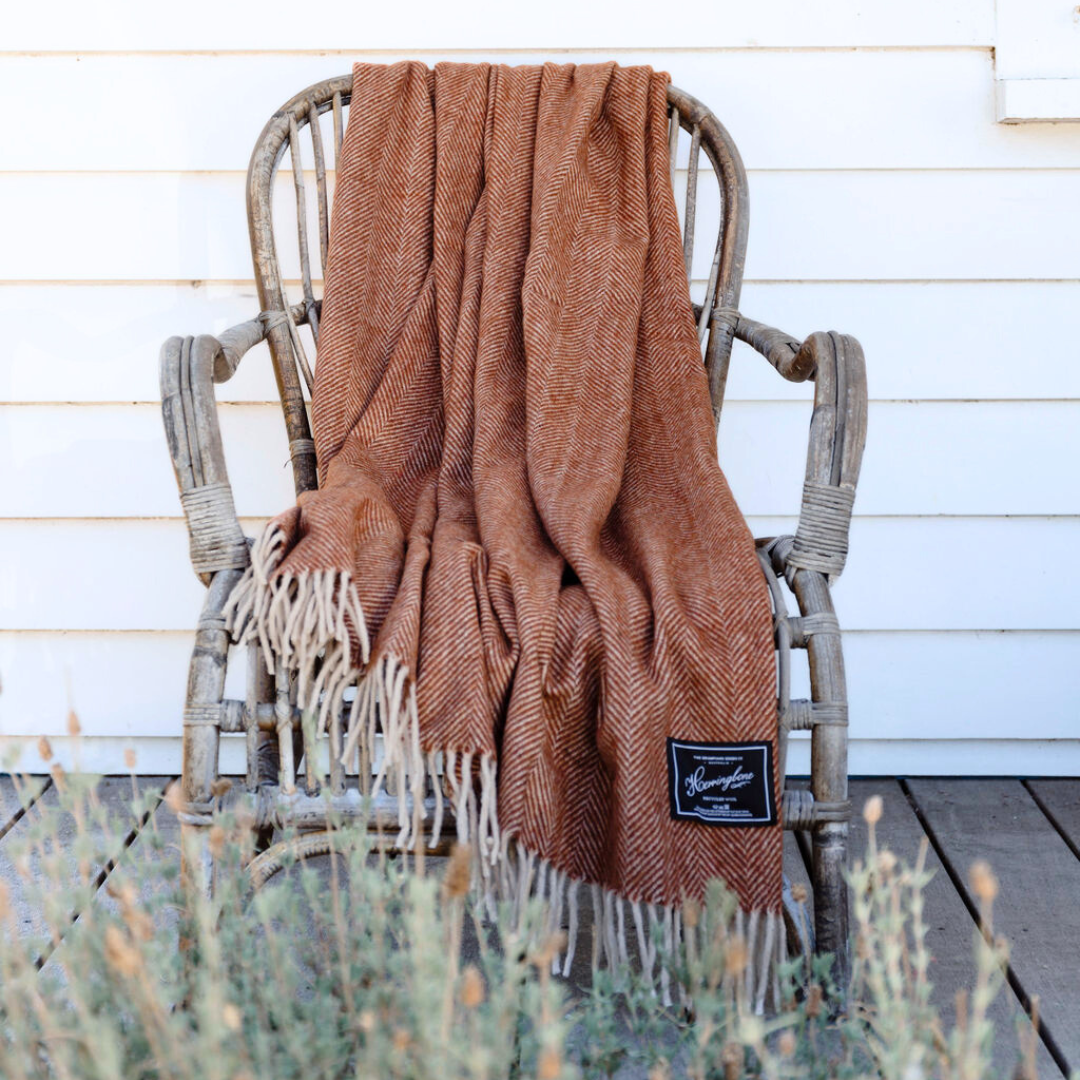 Herringbone Collection | Recycled Wool Blankets | Russet