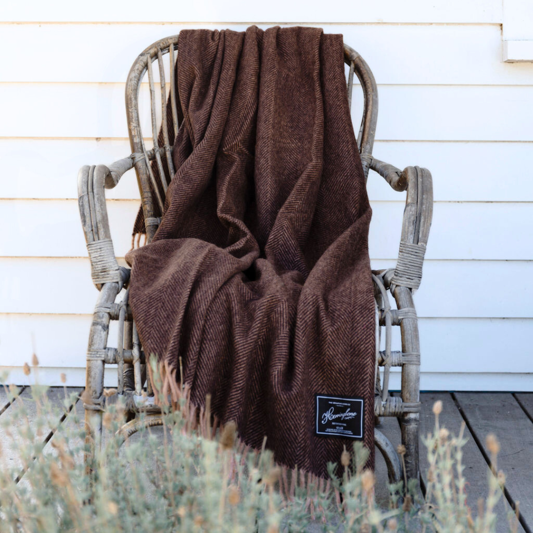 Herringbone Collection | Recycled Wool Blankets | Muscat