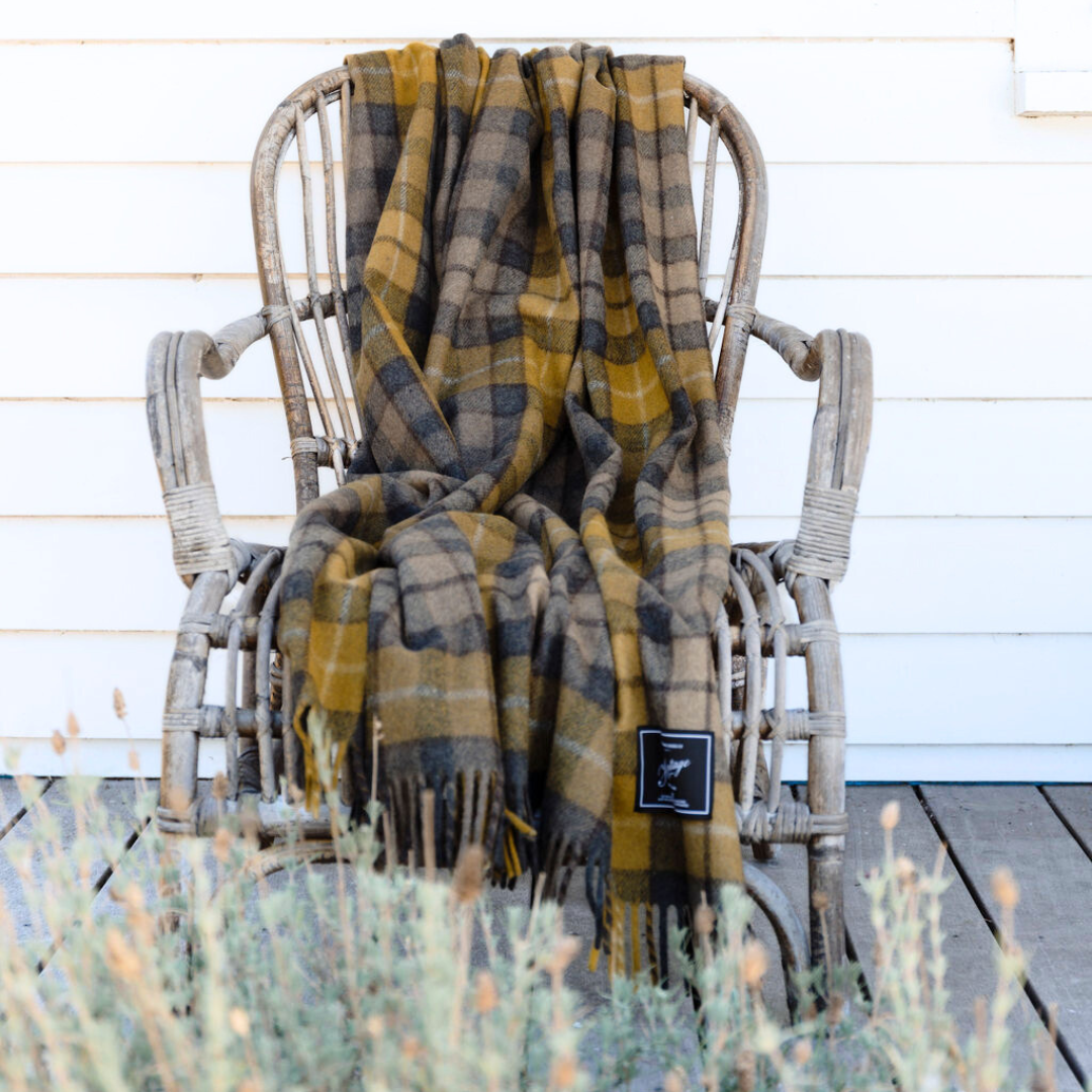Heritage Collection | Recycled Wool Tartan Blankets | Gold
