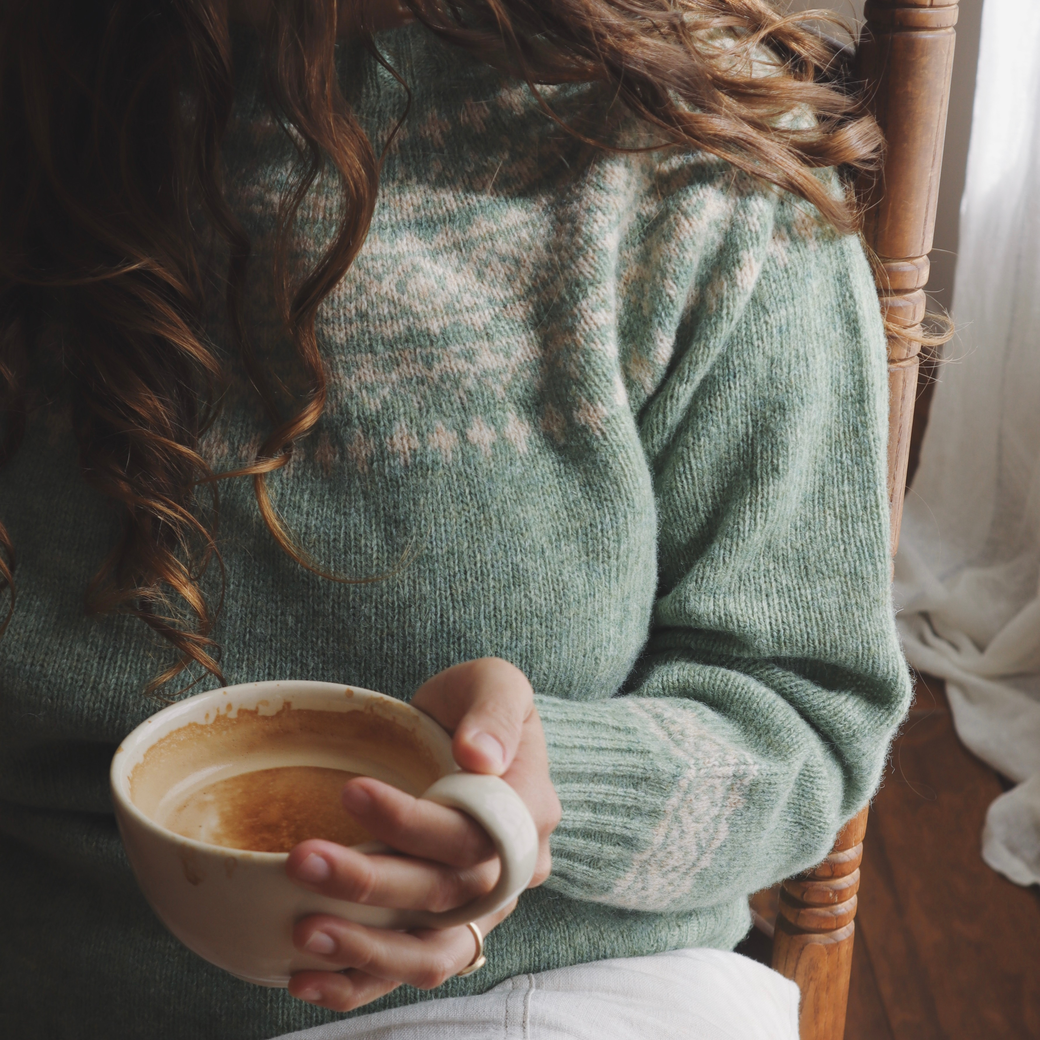 Pure Wool Fair Isle Knit | Sage
