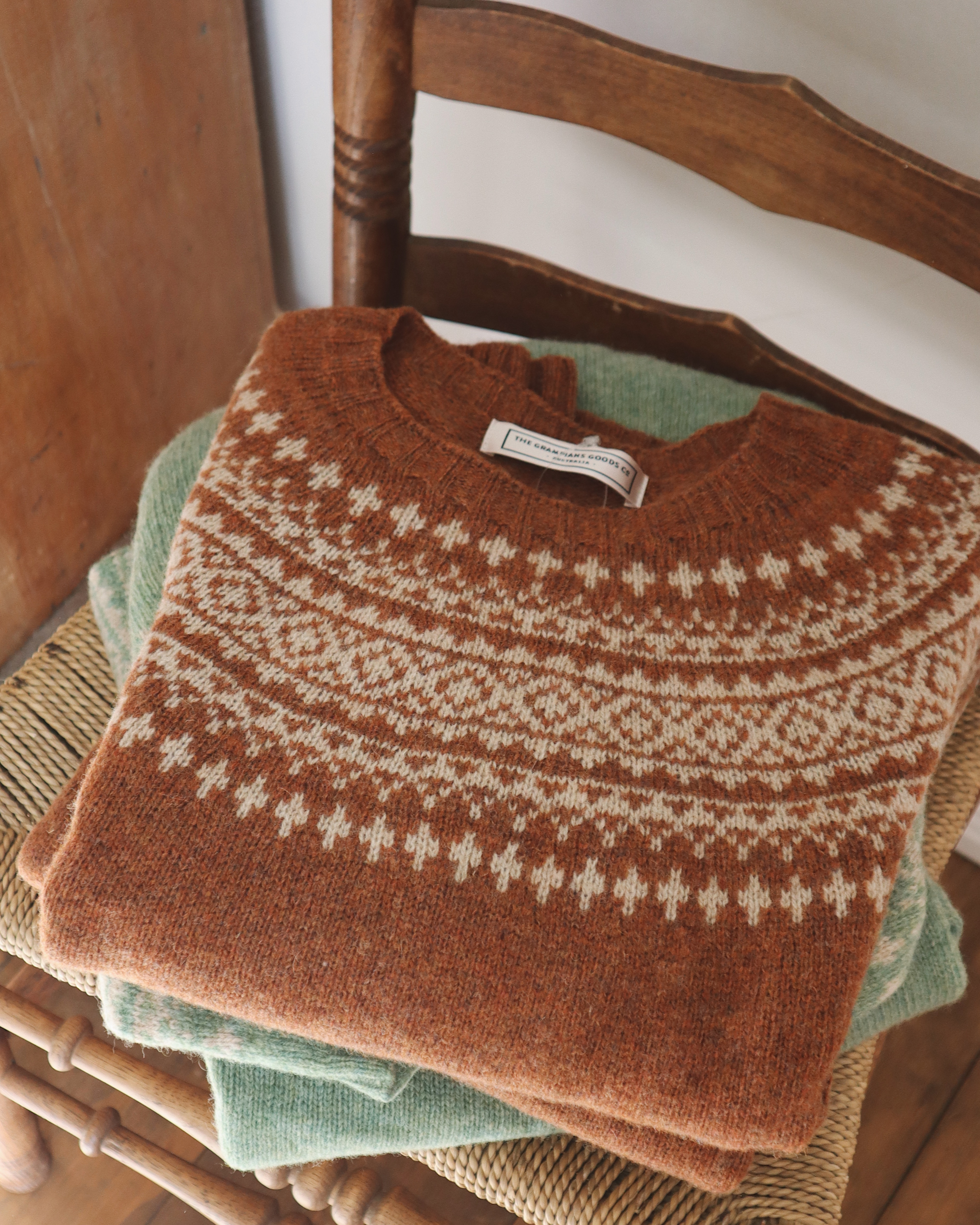 Pure Wool Fair Isle Knit | Cinnamon