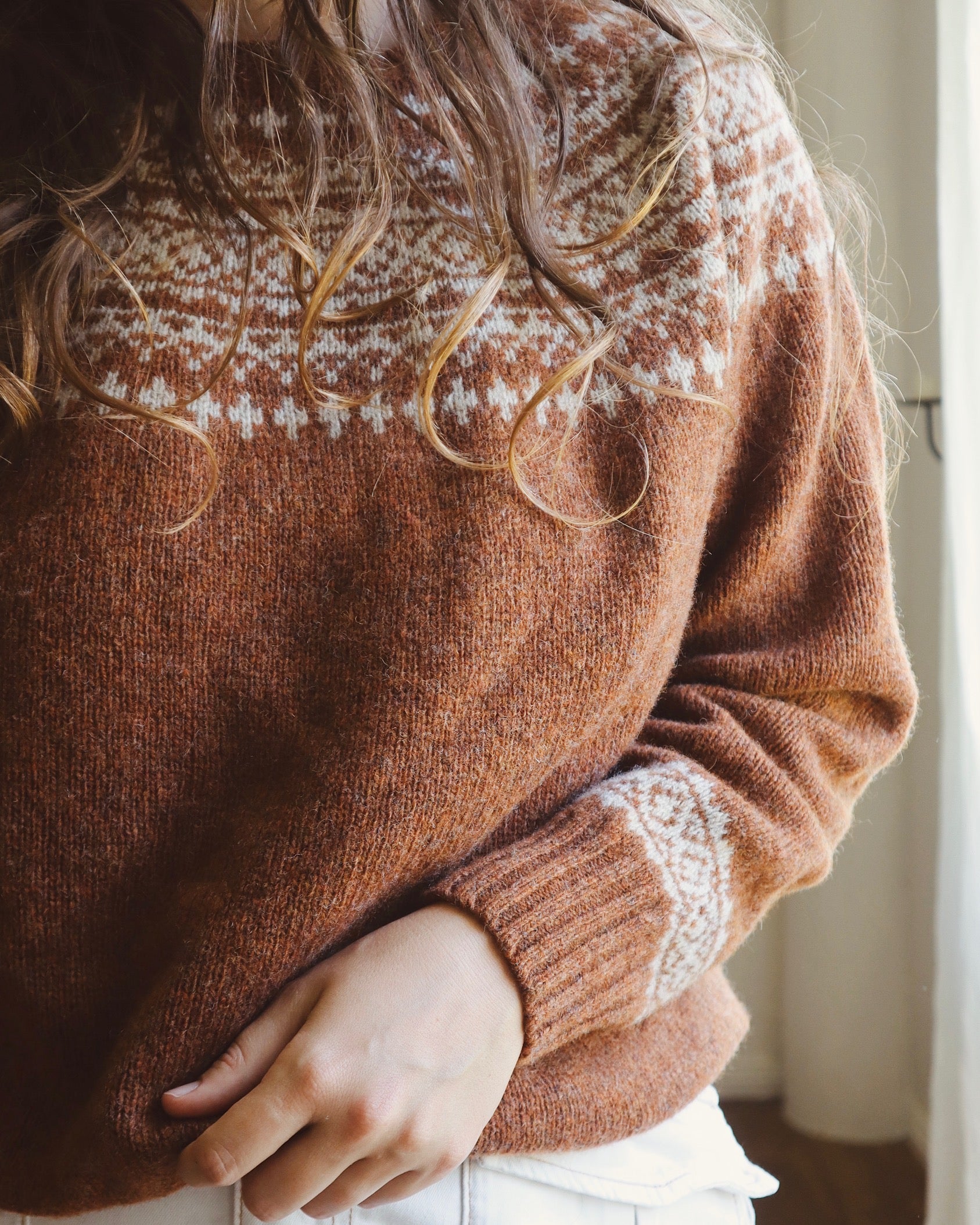 Pure Wool Fair Isle Knit | Cinnamon