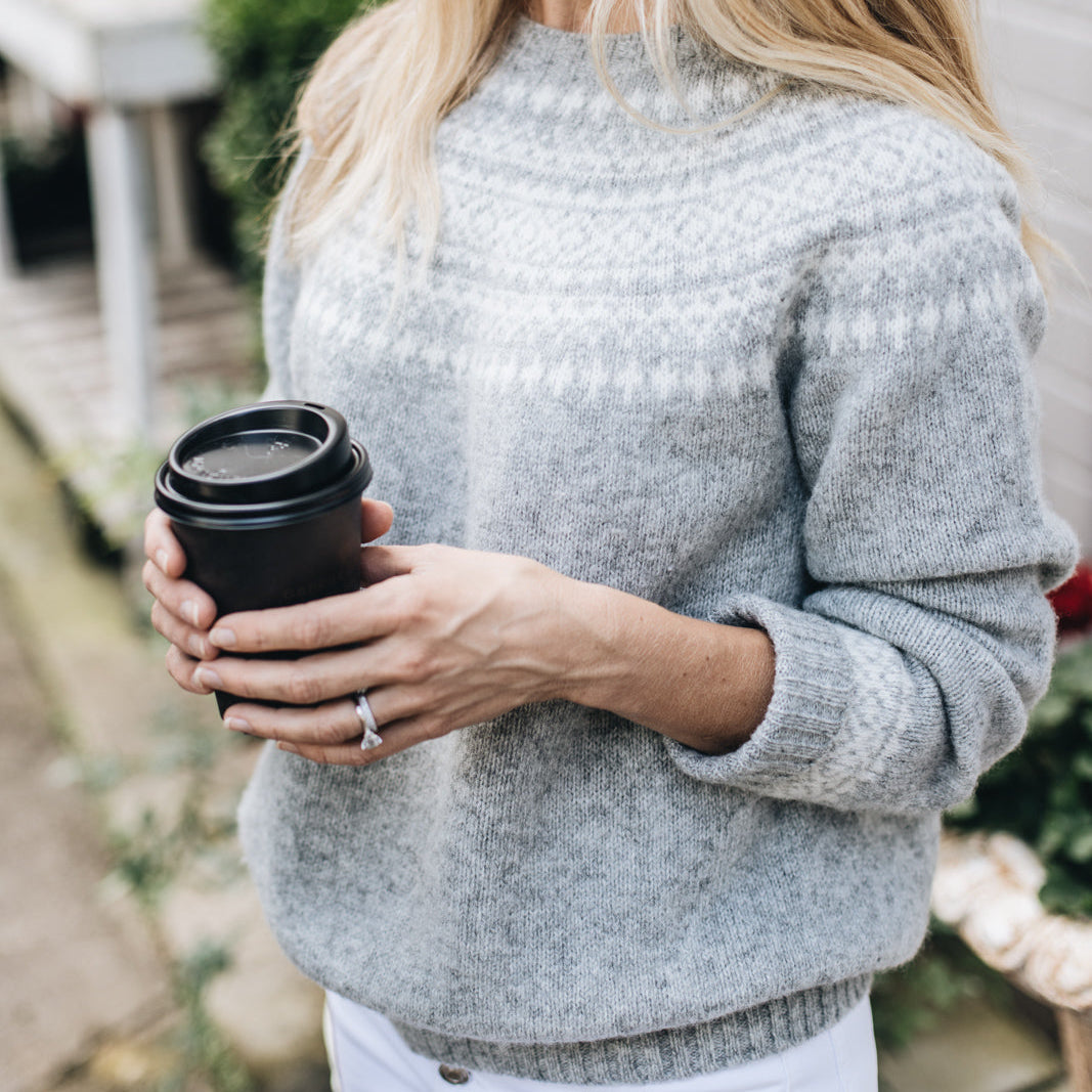 Pure Wool Fair Isle Knit | Silver