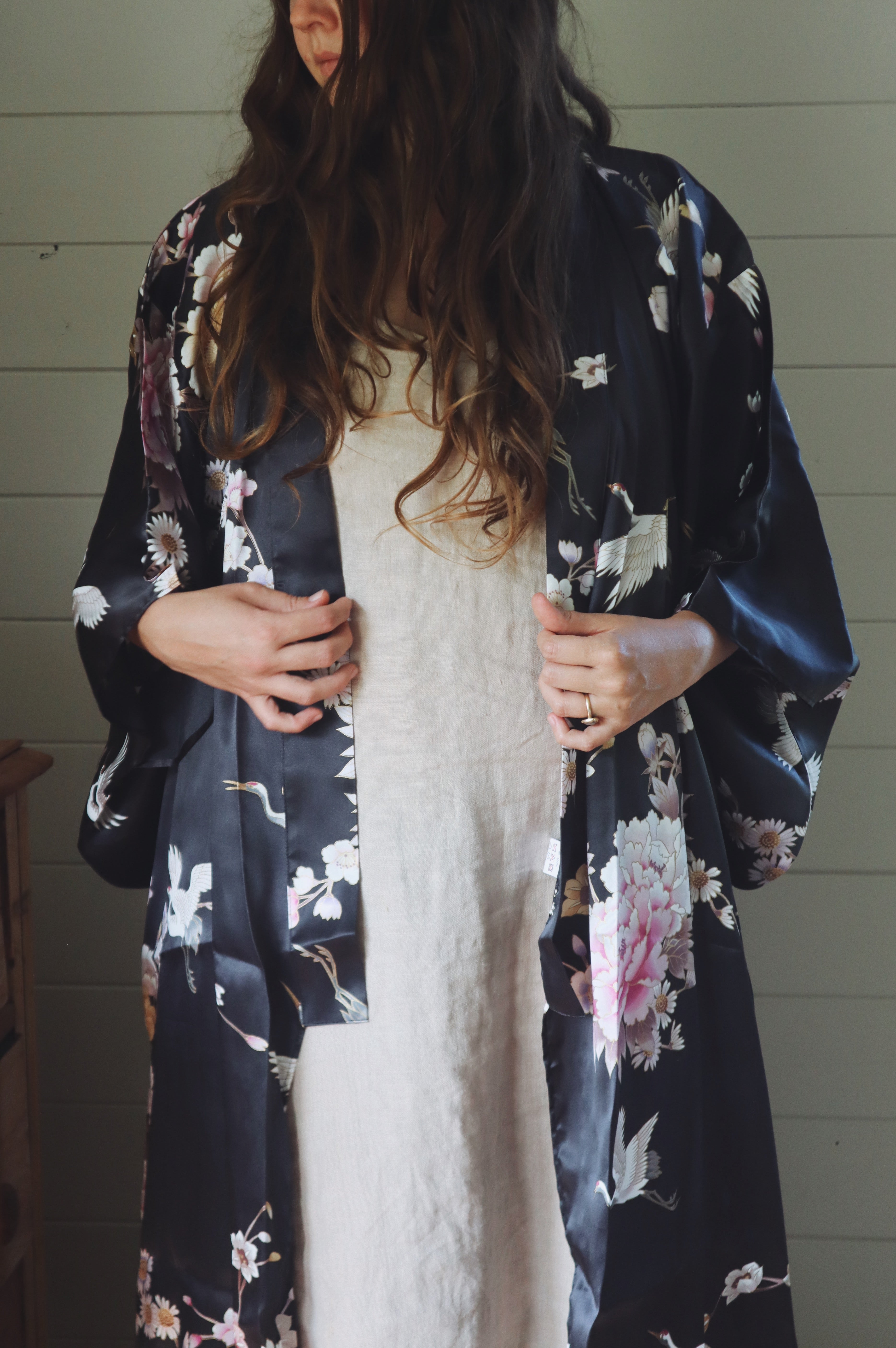 Pure Silk Kimono Robe | Ink