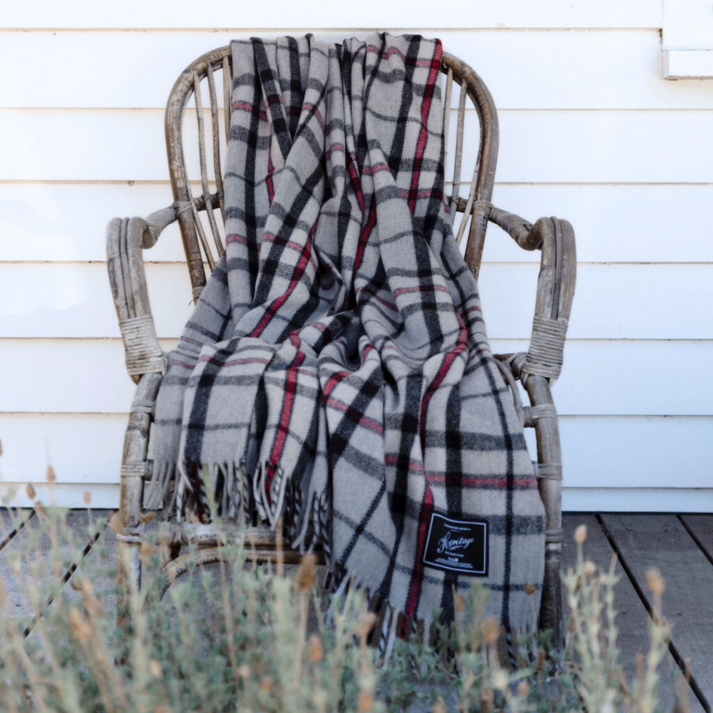 Heritage Collection | Recycled Wool Tartan Blankets | Grey