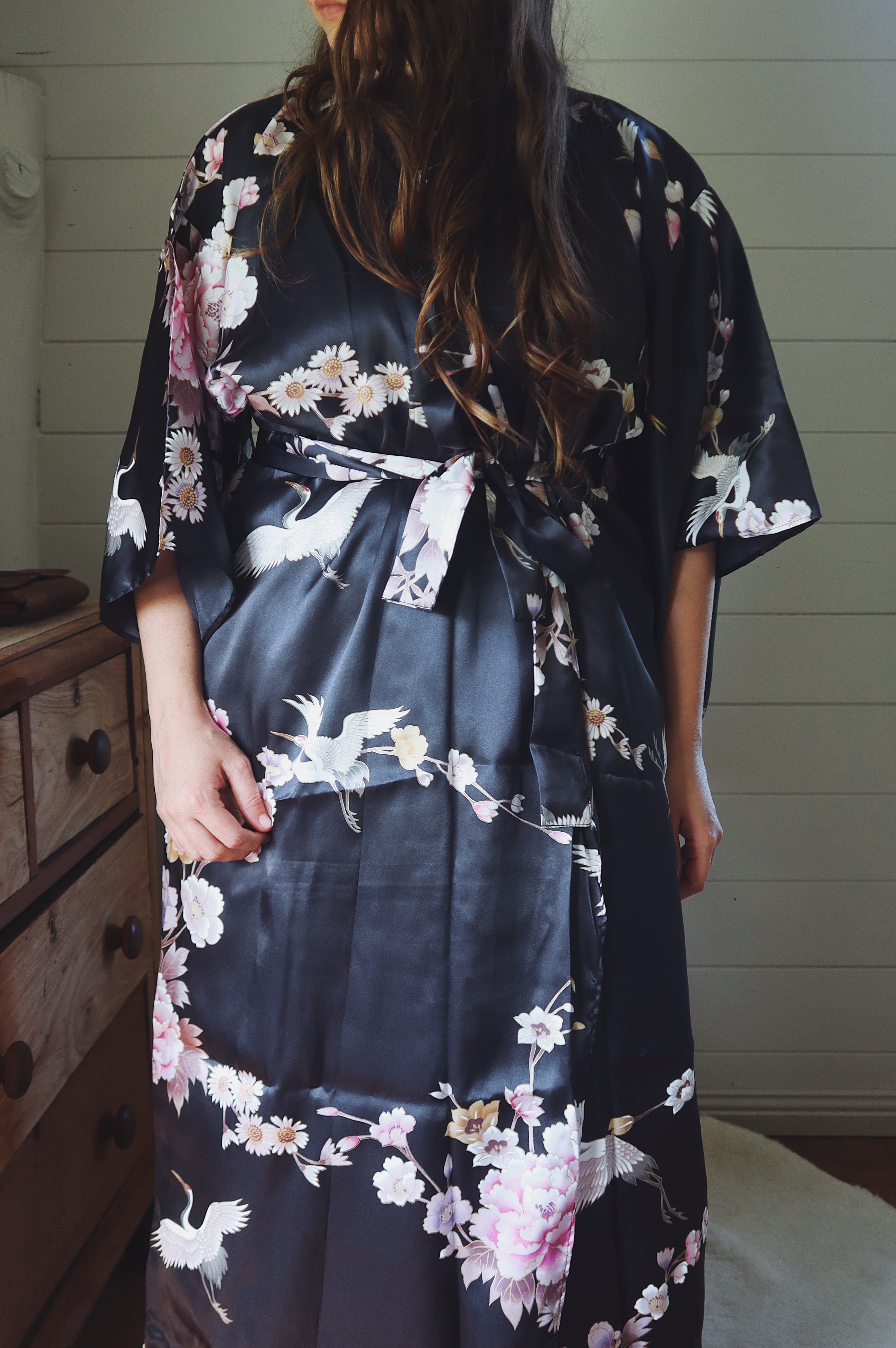 Pure Silk Kimono Robe | Ink