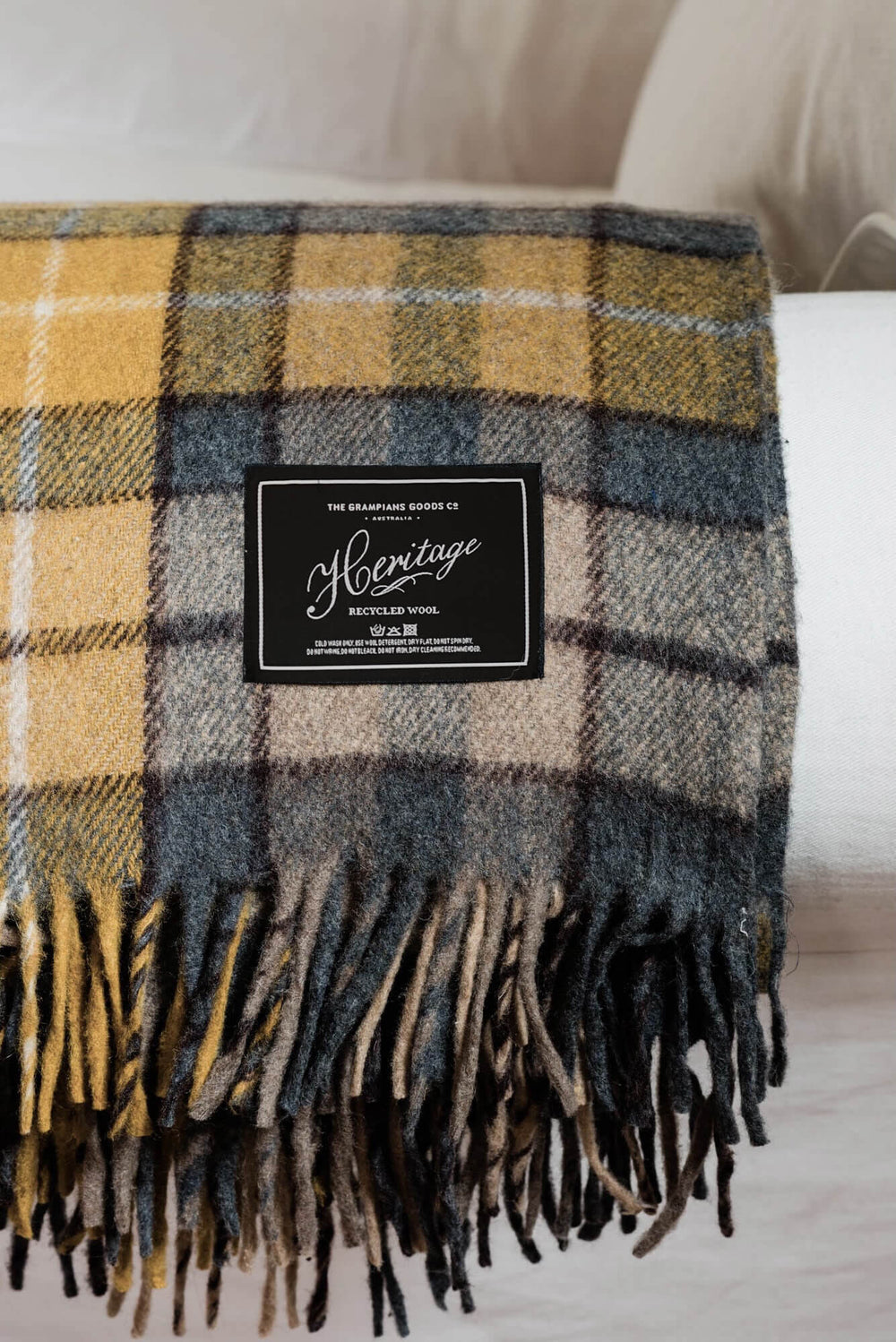 Heritage Collection | Recycled Wool Tartan Blankets | Gold