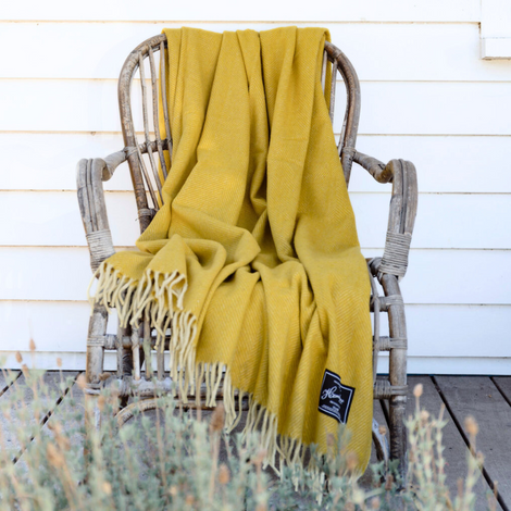 Herringbone Collection | Recycled Wool Blankets | Saffron