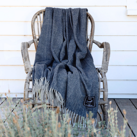Herringbone Collection | Recycled Wool Blankets | Storm