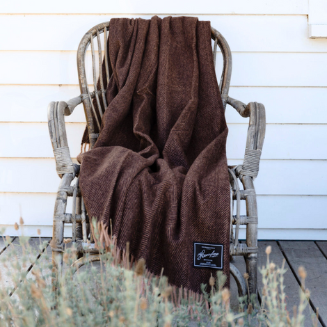 Herringbone Collection | Recycled Wool Blankets | Muscat