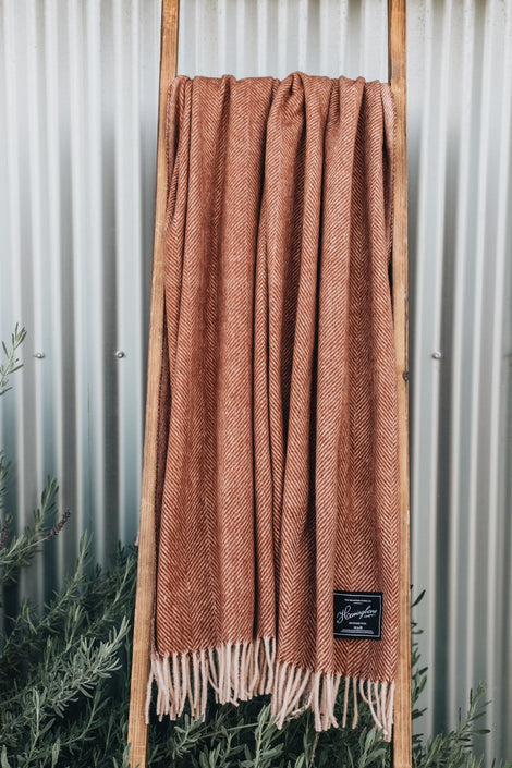 Herringbone Collection | Recycled Wool Blankets | Russet