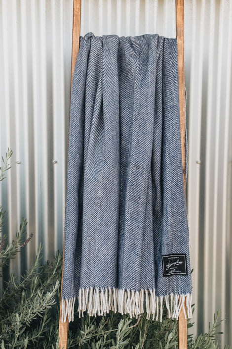 Herringbone Collection | Recycled Wool Blankets | Storm