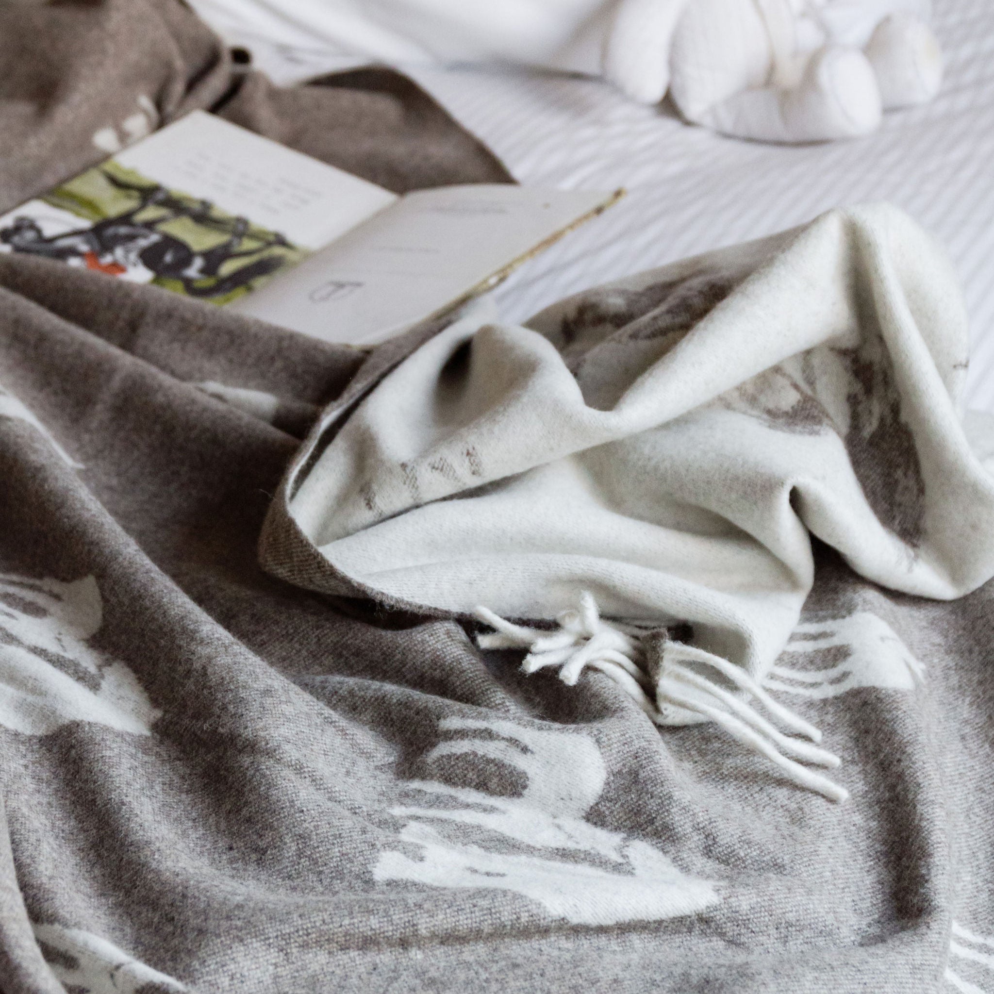 Textured fabric with a pattern on a neutral background