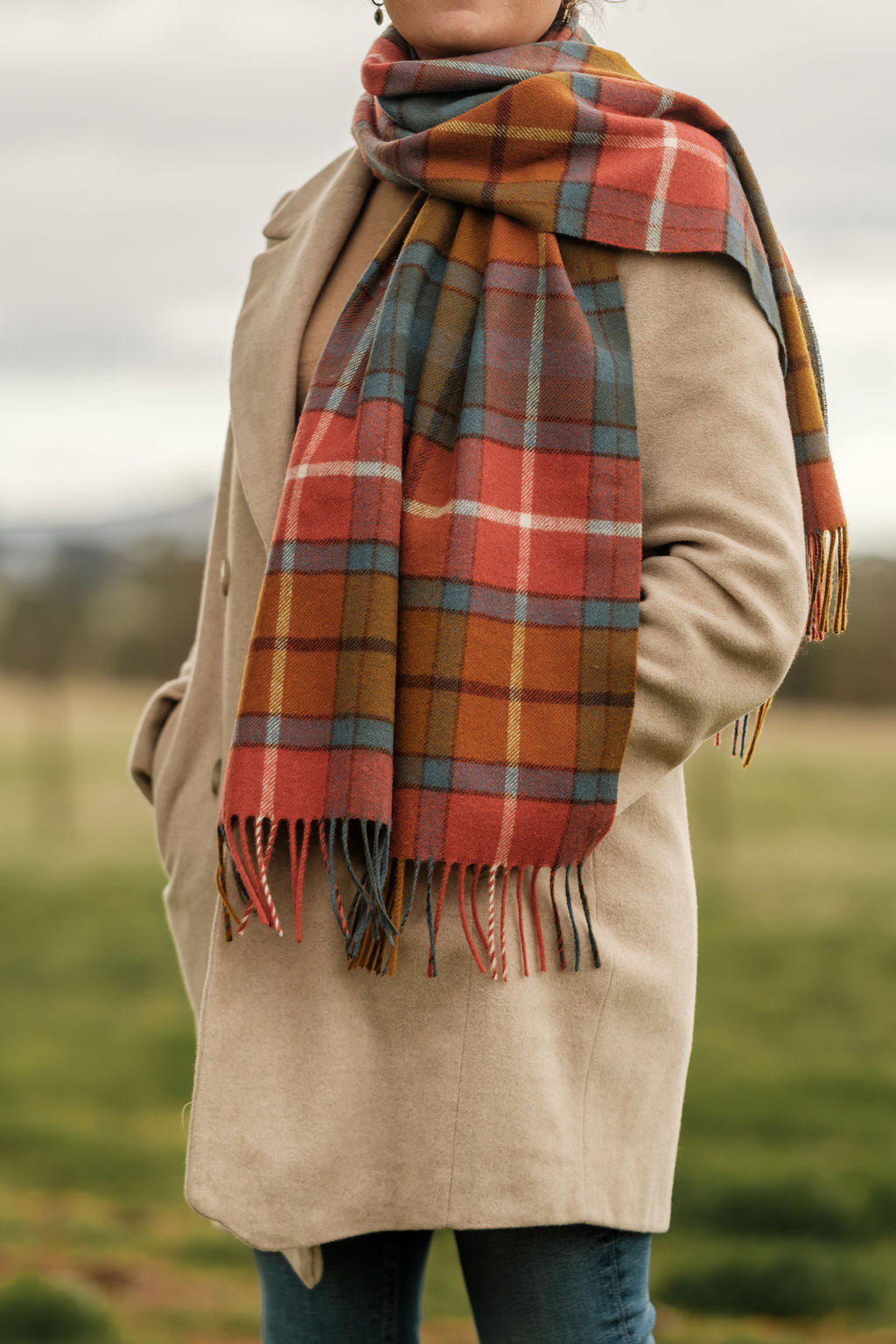 Merino Wool Oversize Tartan Scarf Antique Buchanan