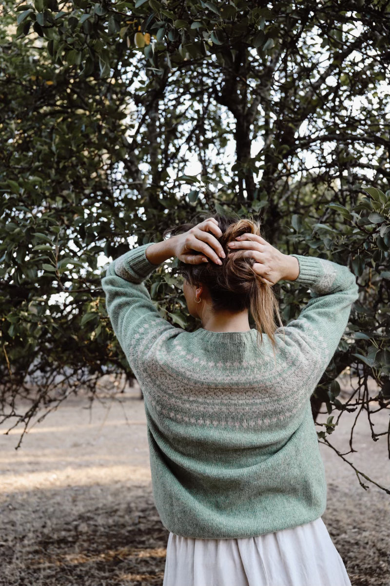 Pure Wool Fair Isle Knit | Sage