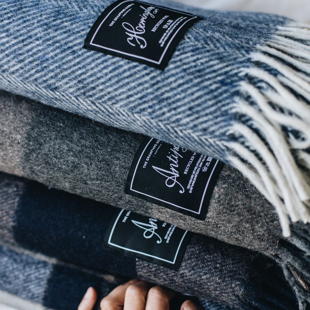 Herringbone Collection | Recycled Wool Blankets | Storm