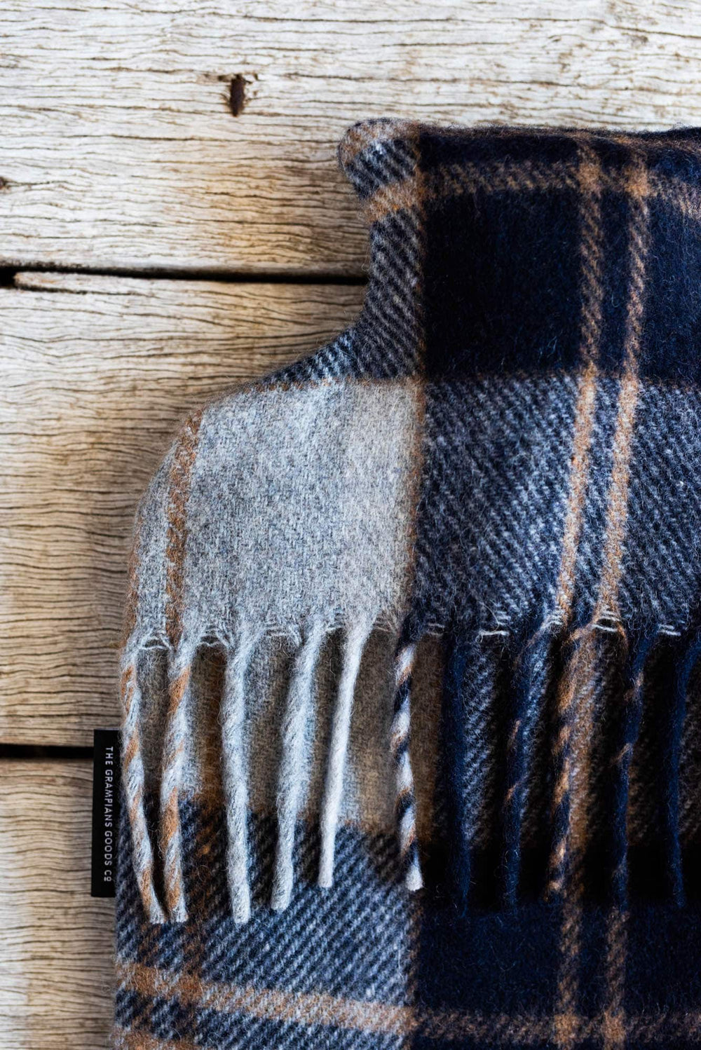 Recycled Wool Tartan Hot Water Bottle Covers | Navy