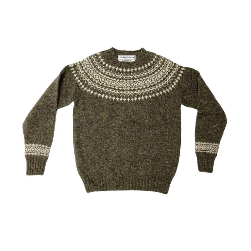 Pure Wool Fair Isle Knit | Olive